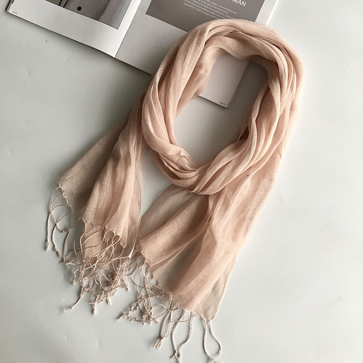 Thin Linen Candy Color Scarf Travel Holiday Sunscreen Shawl Nude - Shop at LoveMi