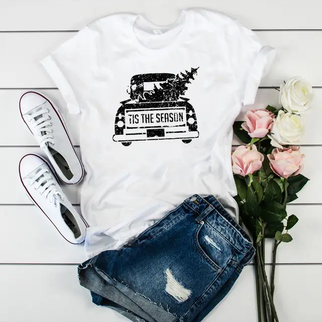 Fashion Women's Loose Christmas Series Printed T-shirt