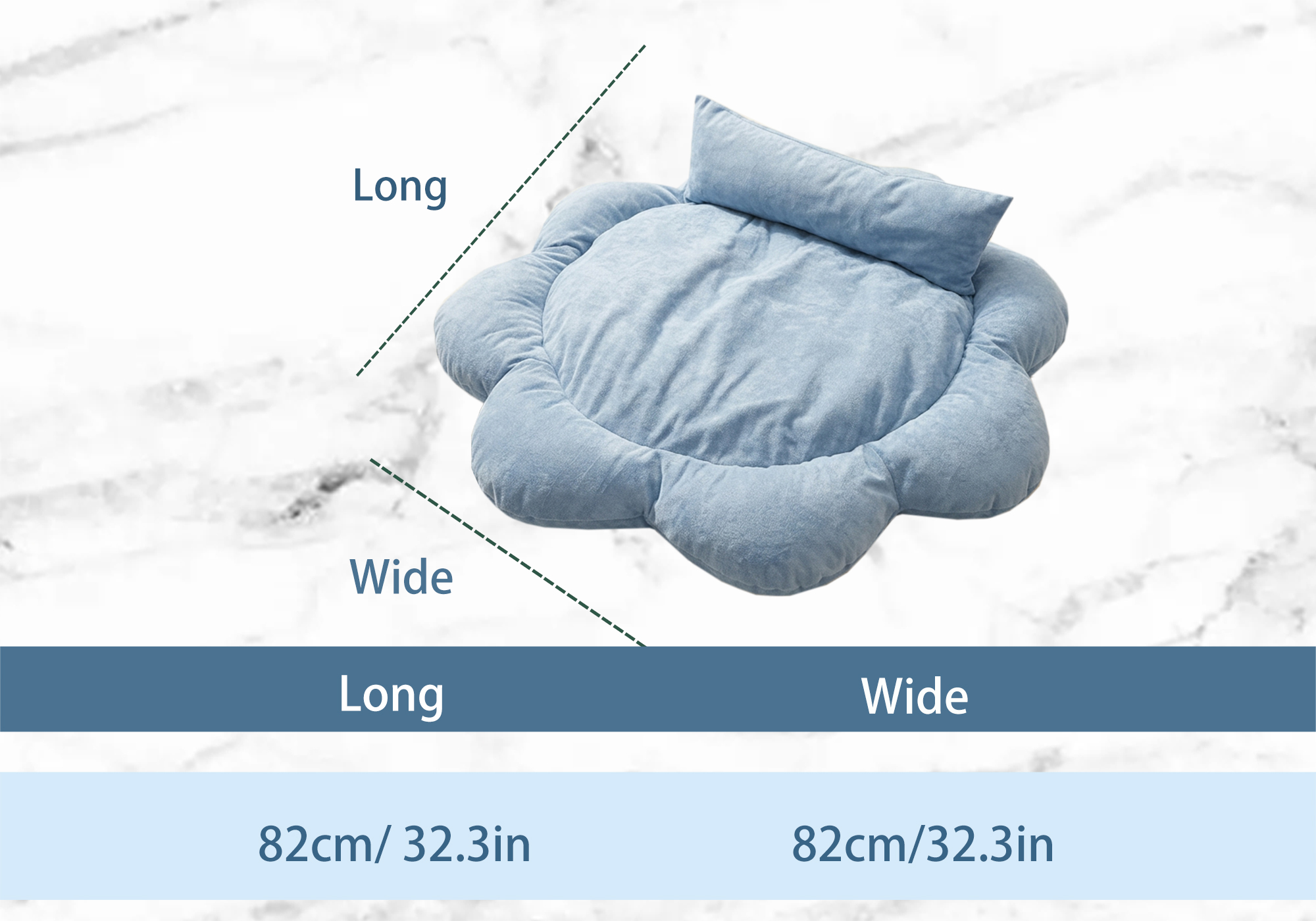 WarmBolsterDogBedPetalDesignPetBedMatNonSlipCozyCatDogBedWithPillowCushion
