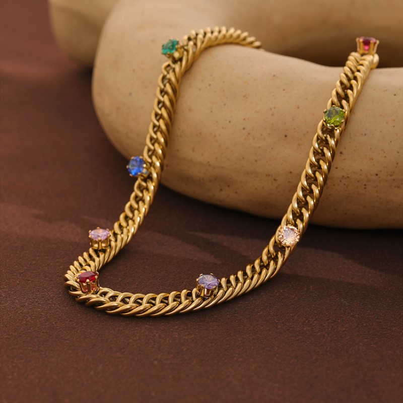 European And American Designer Colorful Zircon Necklace