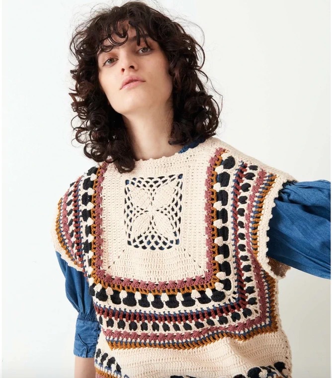 Title 10, Heavy Industry Crochet Knitted Pullover Vest Fa...