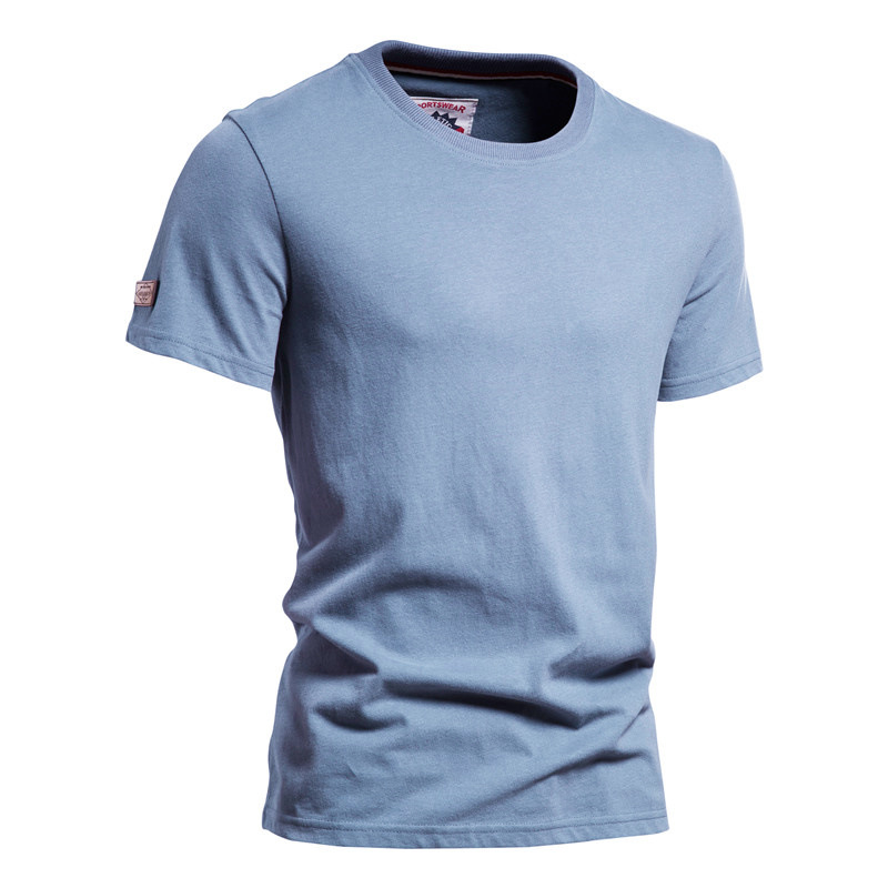 Men's Solid Color Cotton Brushed T-shirt Casual Top