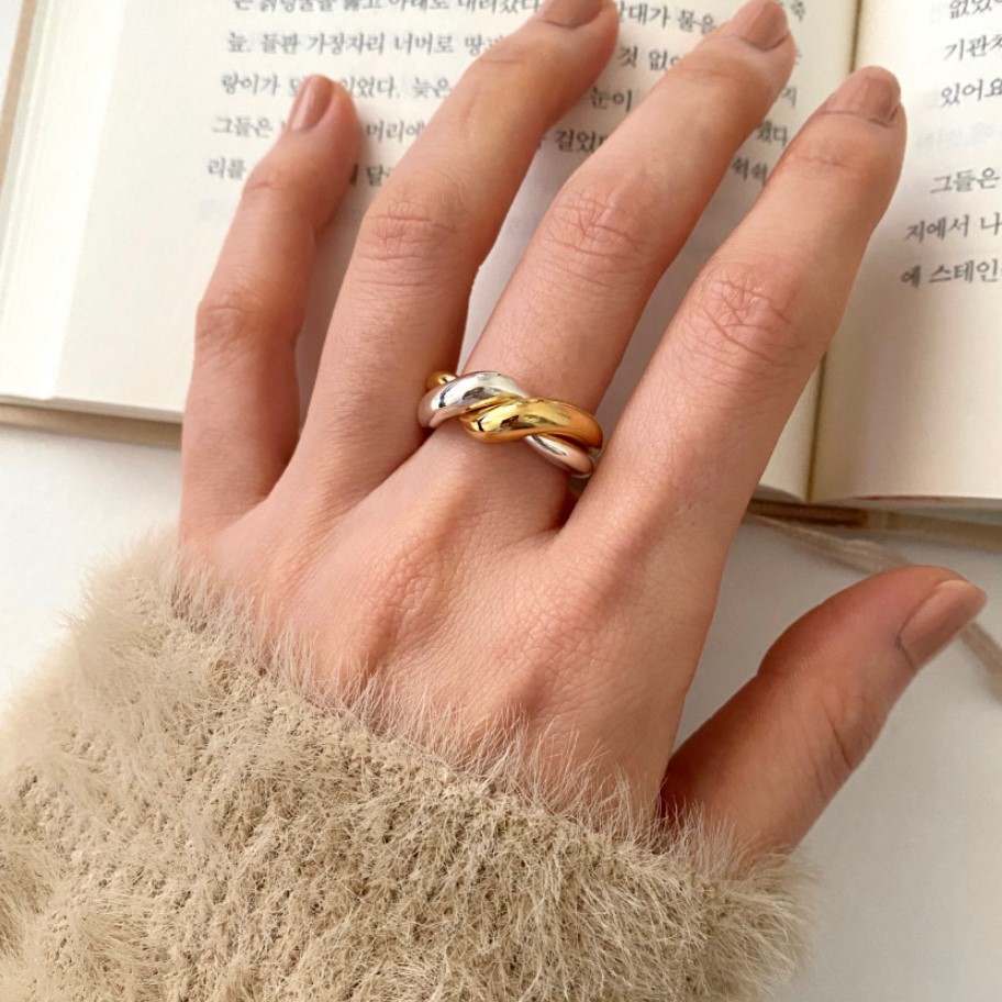 925 Sterling Silver Ring Women's Irregular Simple Weave