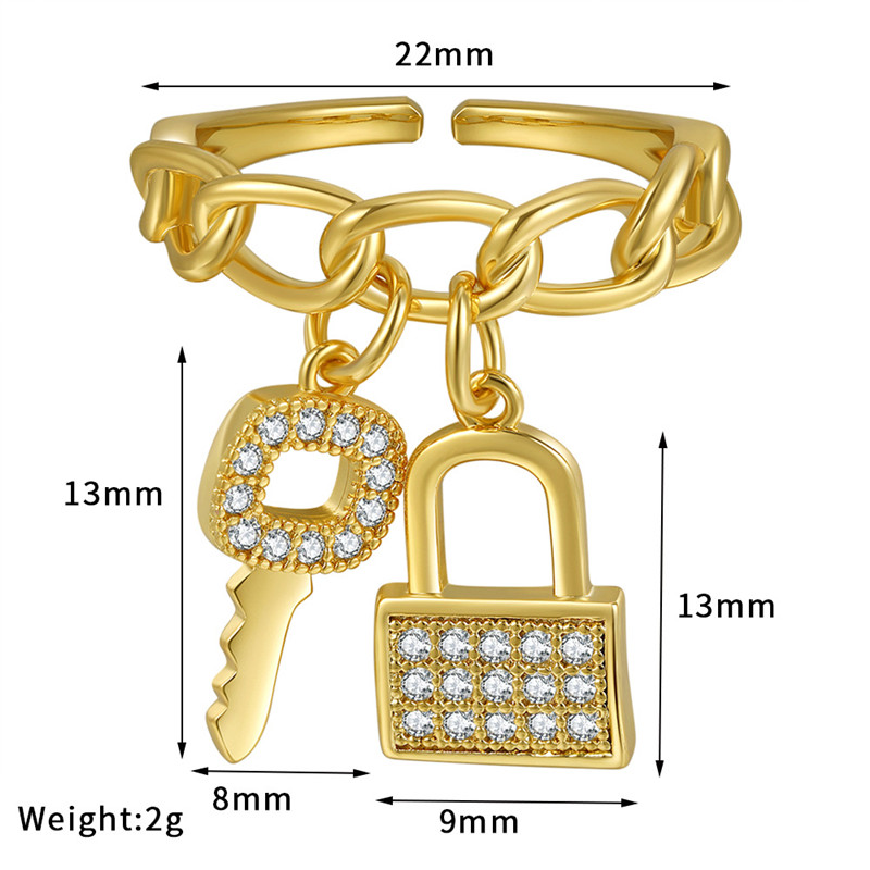 18K Gold Color Preserving Jewelry Inlaid Zirconium Chain Ring