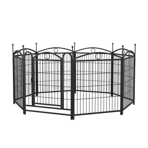 32 Inch 8 Panel Metal Dog Fence Pet Outdoor Playpen Black - Shop at LoveMi