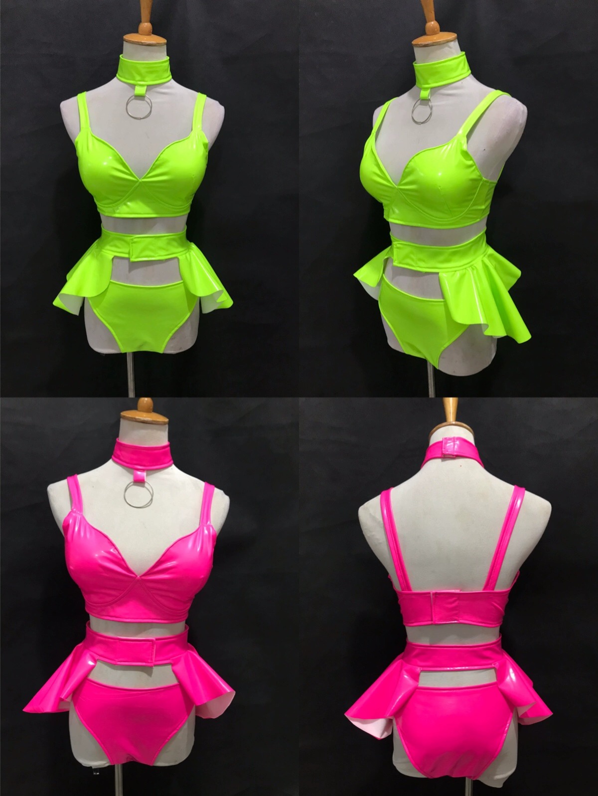 Title 2, Bar Costume Sexy Fluorescent Elastic Patent Lea...