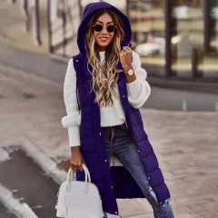 New Fashion Casual Solid Color Hooded Single-breasted Slim Fit - Purple - View 1