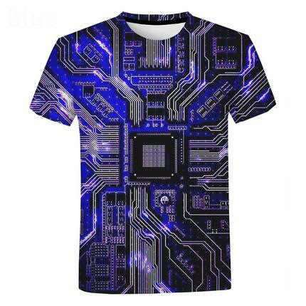 Title 6, T-Shirt Uomo Stampa Digitale 3D Scheda Madre Me...