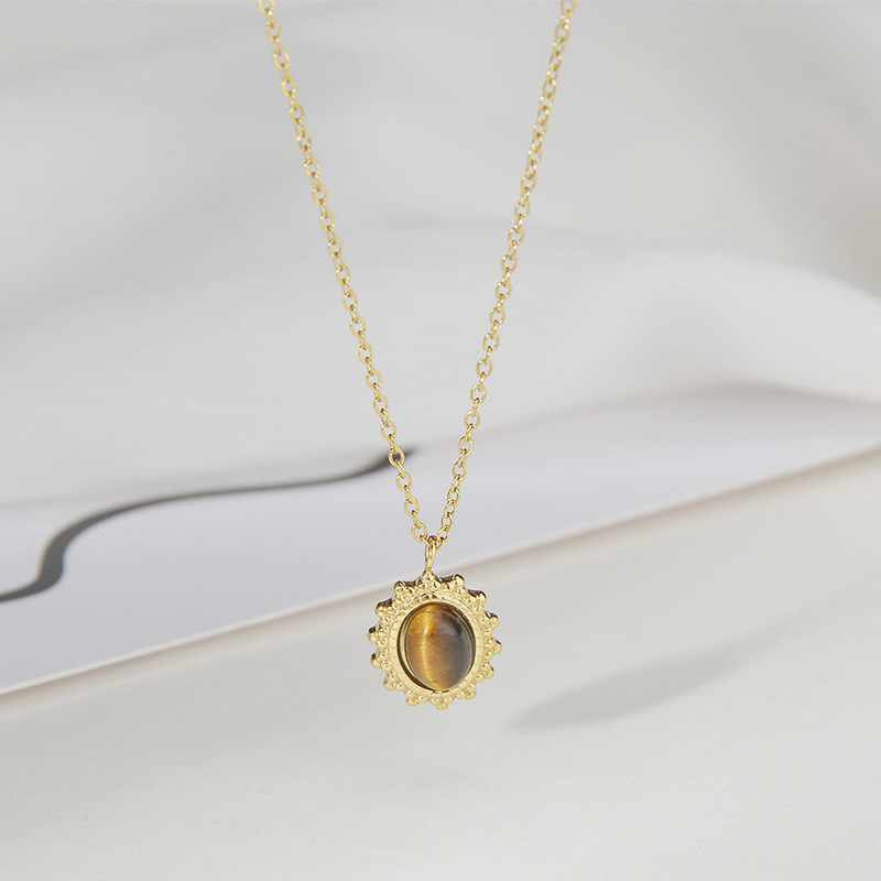 Oval Mosaic Turquoise Pendant Necklace For Women