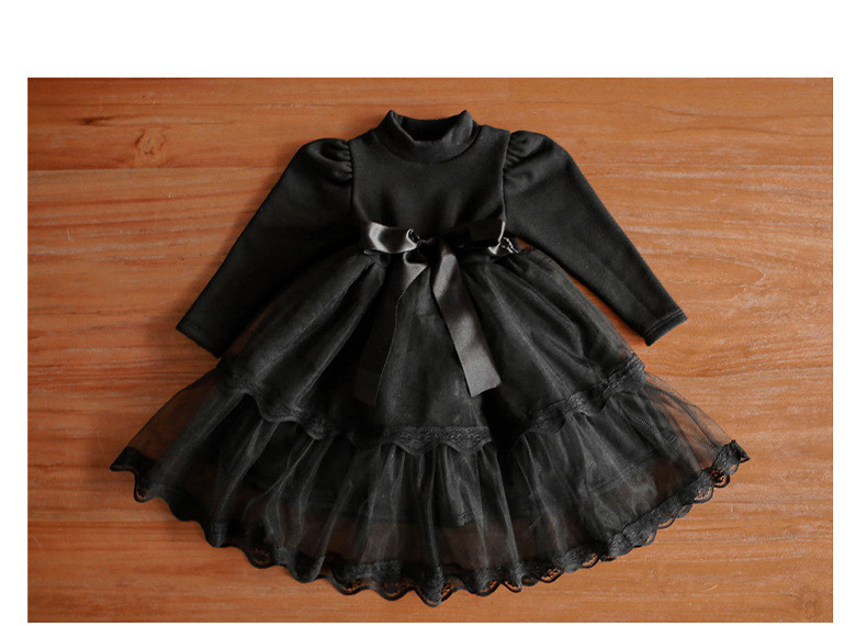Girls Bow Thickened Plus Velvet Princess Dress