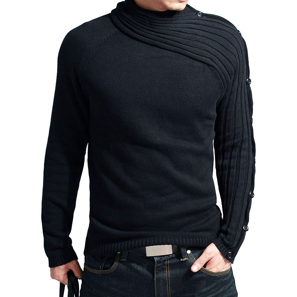 Men's Slim Knit Sweater Fashion Scarf Collar Base