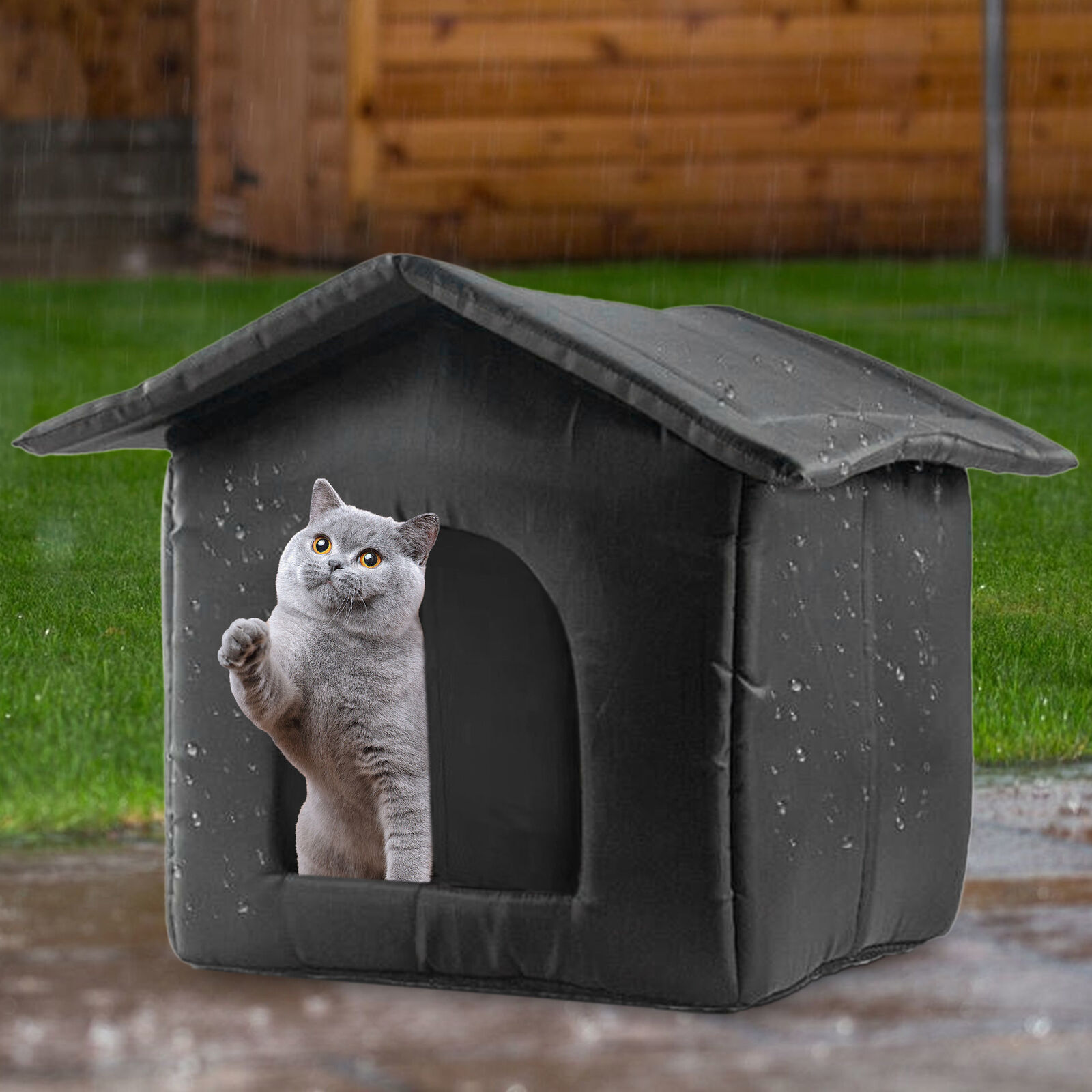 Cat Outdoor House Waterproof Breathable Pet Bed Dog Kennel Stray Cats Shelter--S 35x33x30cm - Image 1