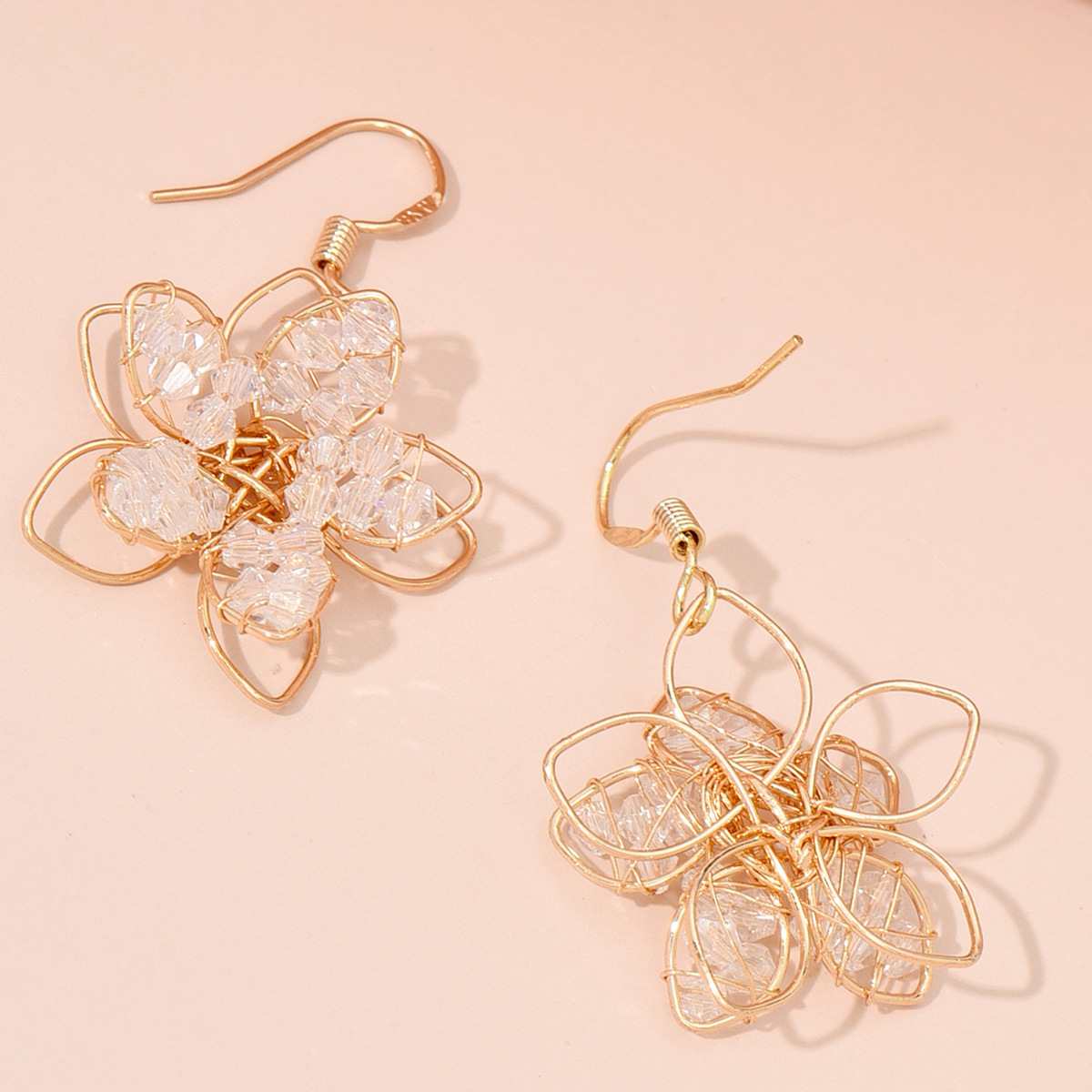 Creative Mini Five-pointed Star Crystal Flower Earrings