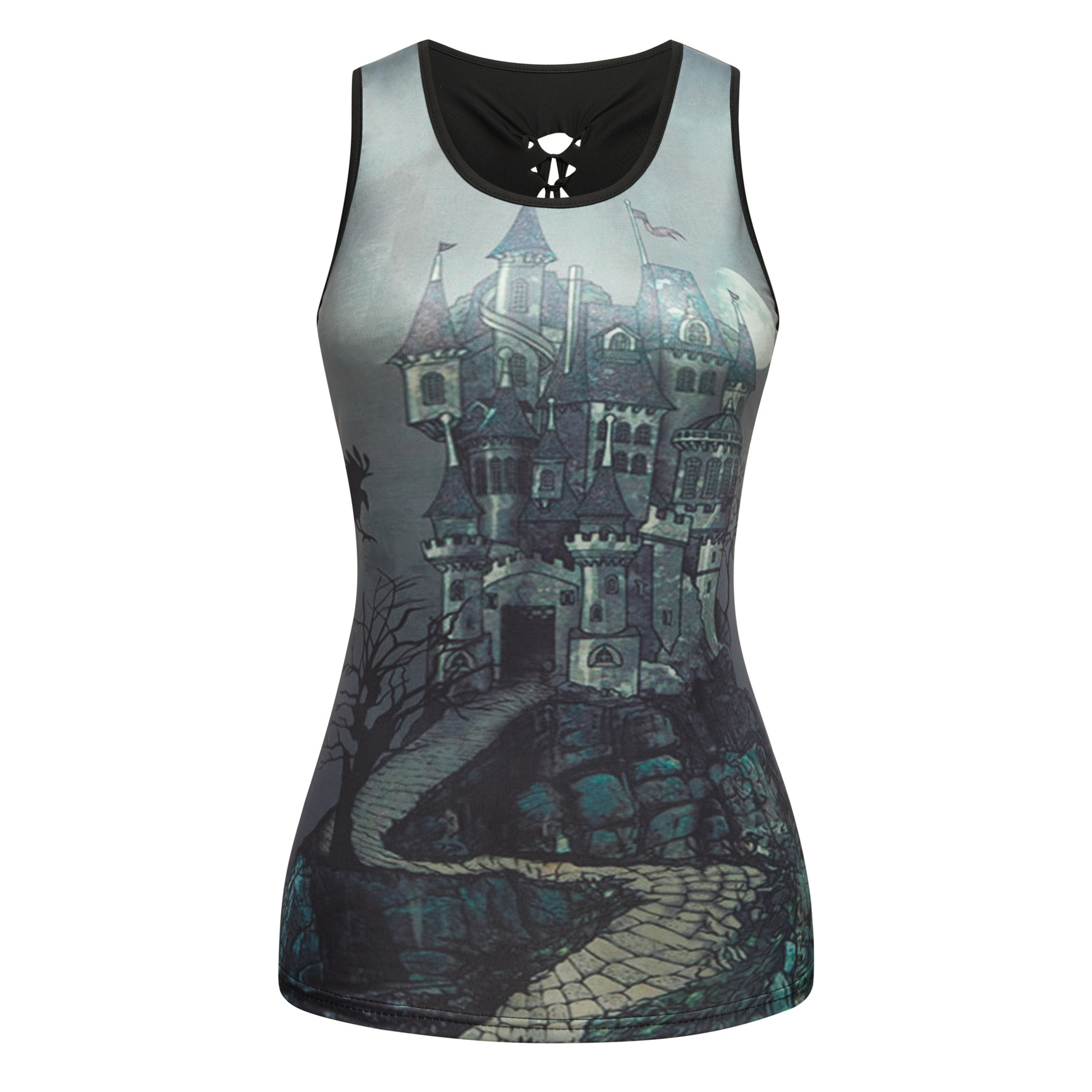 Title 3, Sleeveless Digital Print Sexy Slim T-shirt