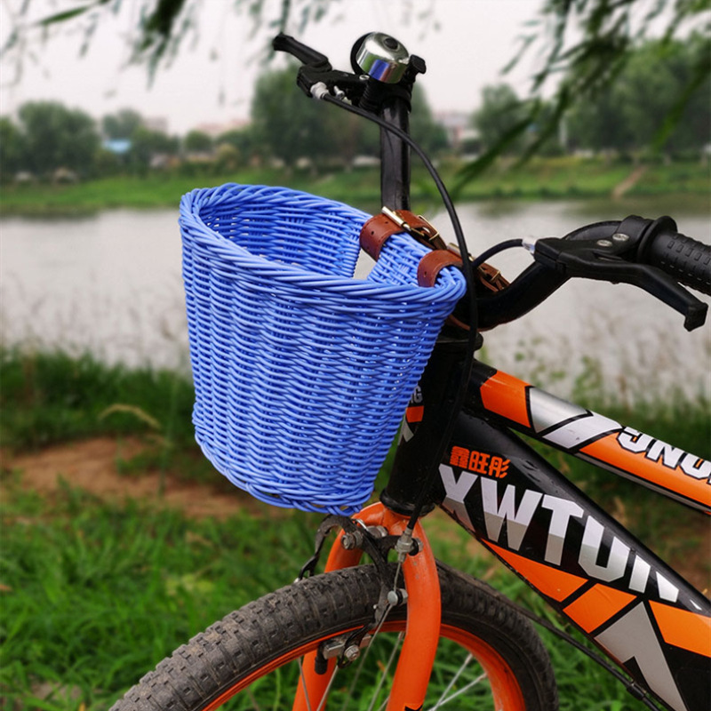 Wicker Bicycle Handlebar Imitated Rattan Basket Multicolor (21cm x 21cm x 16cm C - Picture 2 of 6