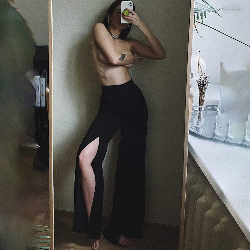 Slim Fit Solid Color Versatile Fashion Trousers