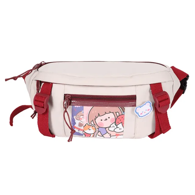 Cute Cartoon Girl Student Transparent Messenger Bag White - Shop at LoveMi