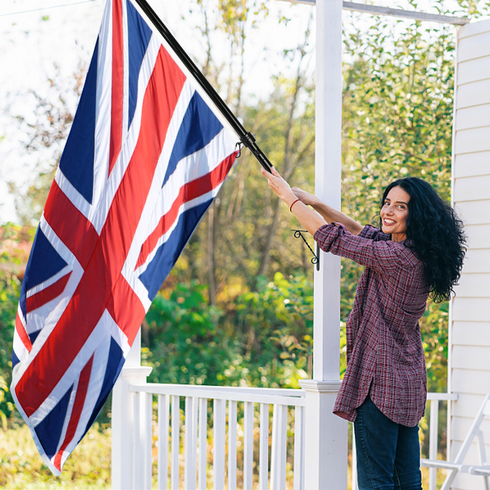 6ft Telescopic Flagpole Flag Pole Kit Outdoor Wall Mounted Mount Holder Set NEW — image 11