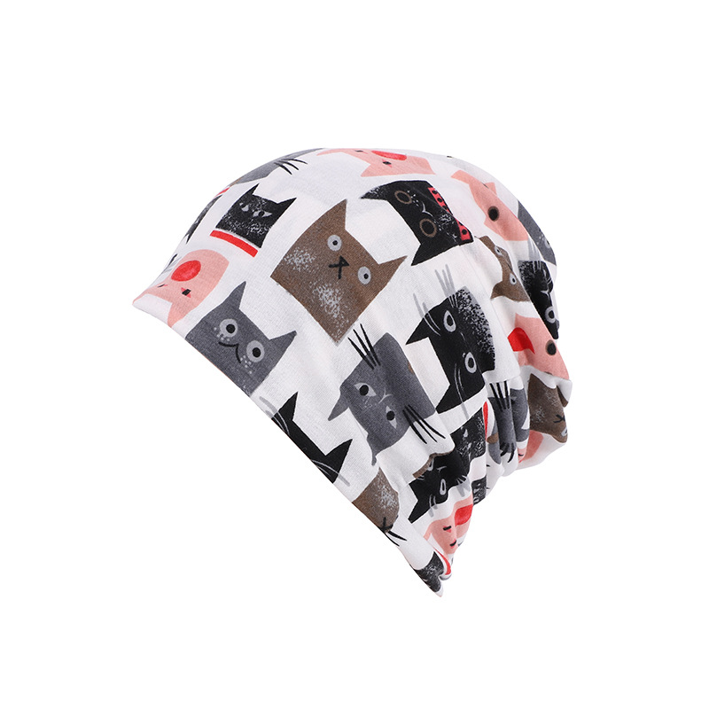 Soft Thin Cotton Men And Women Printed Cashew Flower Pattern Fashion Pullover Hat