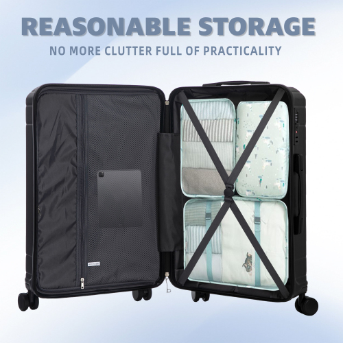 20  24  28  3 Pcs  Set In ABS Spinner Wheel Luggage, Carry On Suitcase, Matching Color, TSA Combination Lock