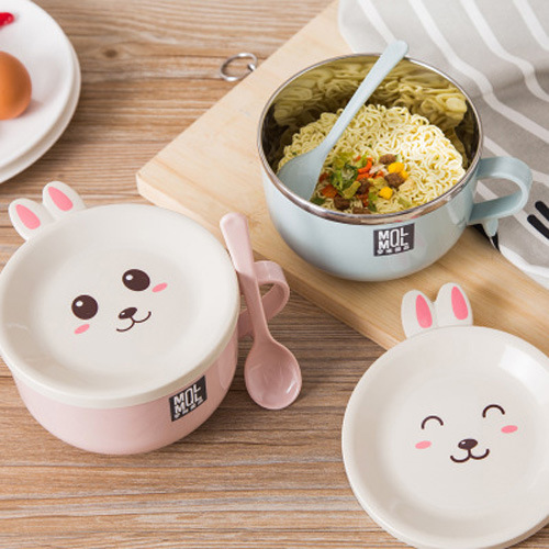 Title 3, Stainless Steel Cute Rabbit Instant Noodle Bowl...