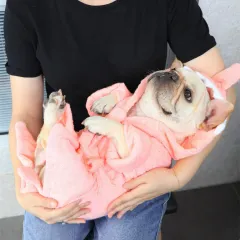 Bathing Supplies Quick Drying Absorbent Towel Pet Bathrobe - Pink - View 1