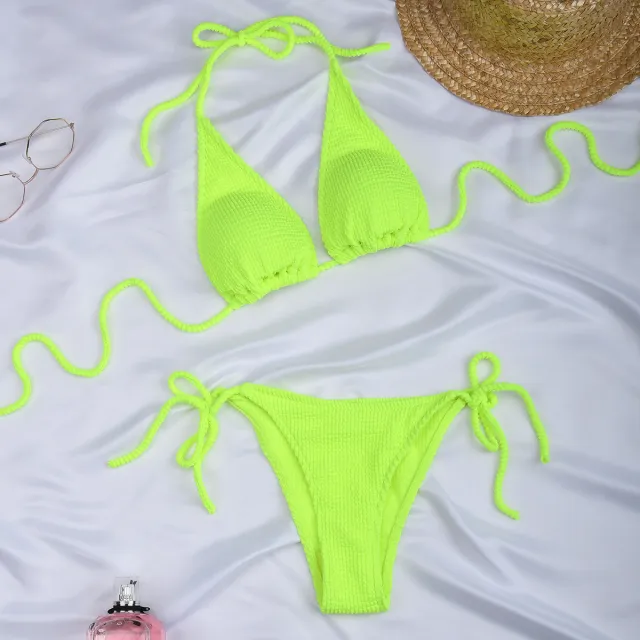 Ladies Split Swimsuit Triangle Bikini Yellow - Shop at LoveMi