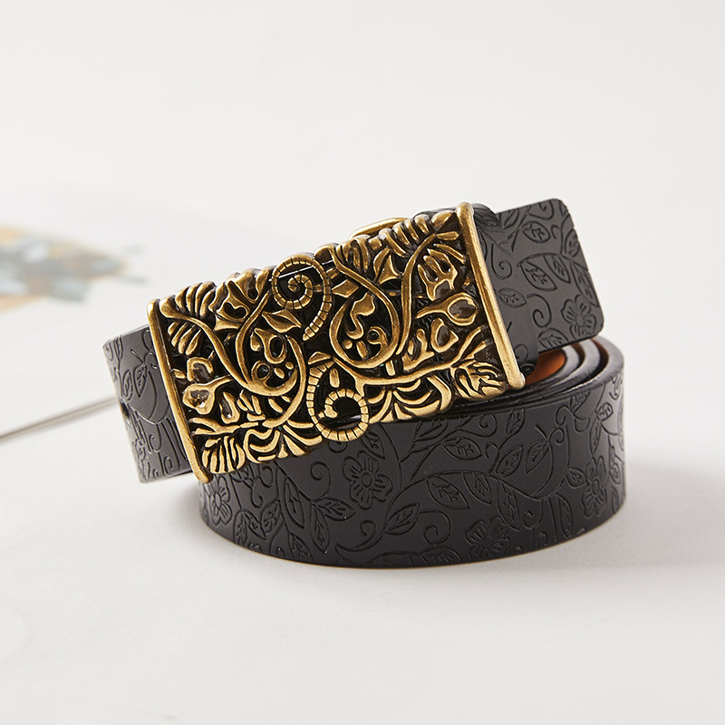 Title 5, Ceinture vintage en cuir de vachette pour femme