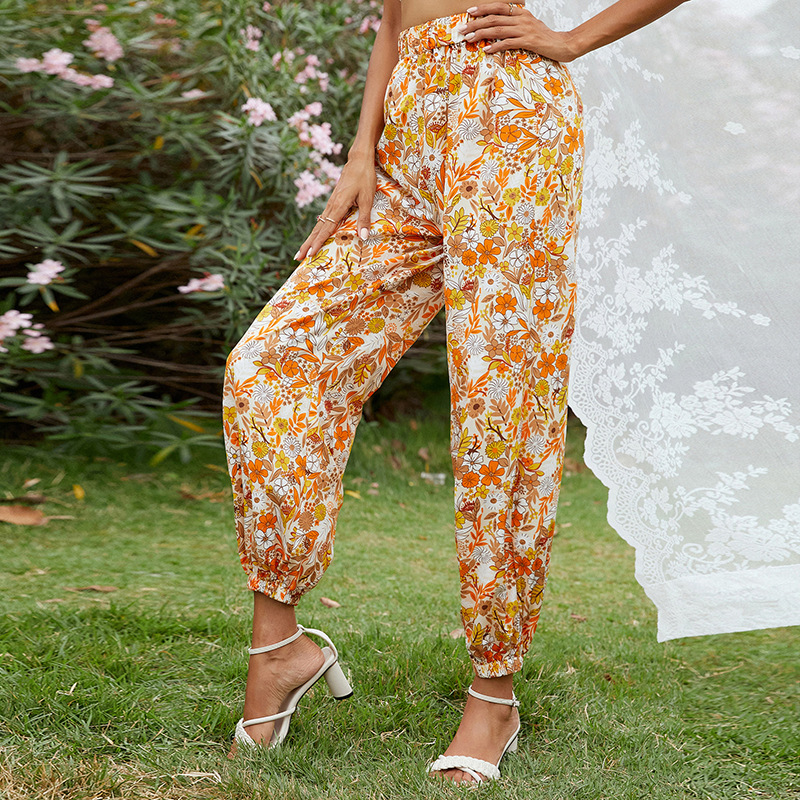 Printed Leg Pants Sweatpants Cropped Trousers