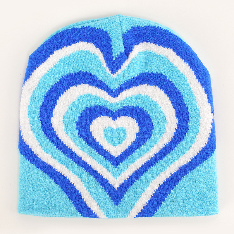 Color Matching Rainbow Love Knitted Hat Printed Pullover Fashion Woolen Hat