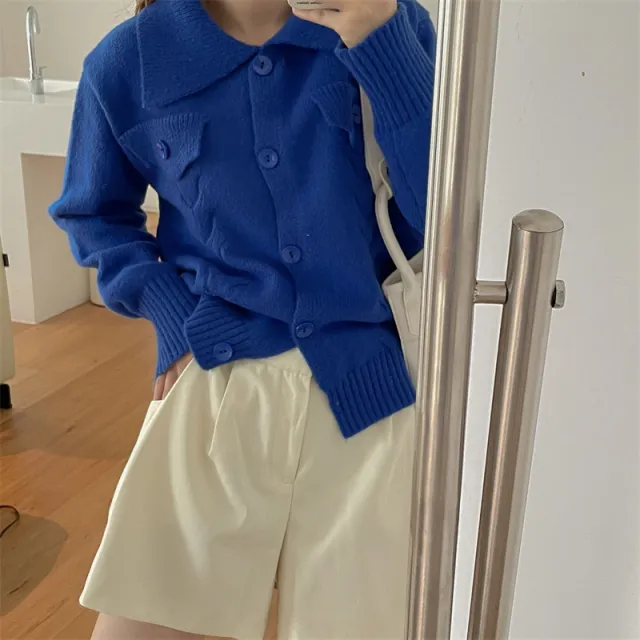 Versatile Loose Languid Casual Long Sleeved Sweater Blue - Shop at LoveMi