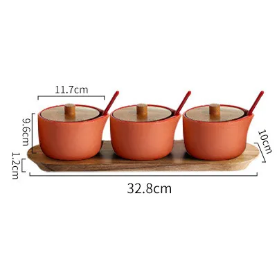 Seasoning Jar Three piece Household Set Ceramic Seasoning Jar Salt Shaker H - Shop at LoveMi