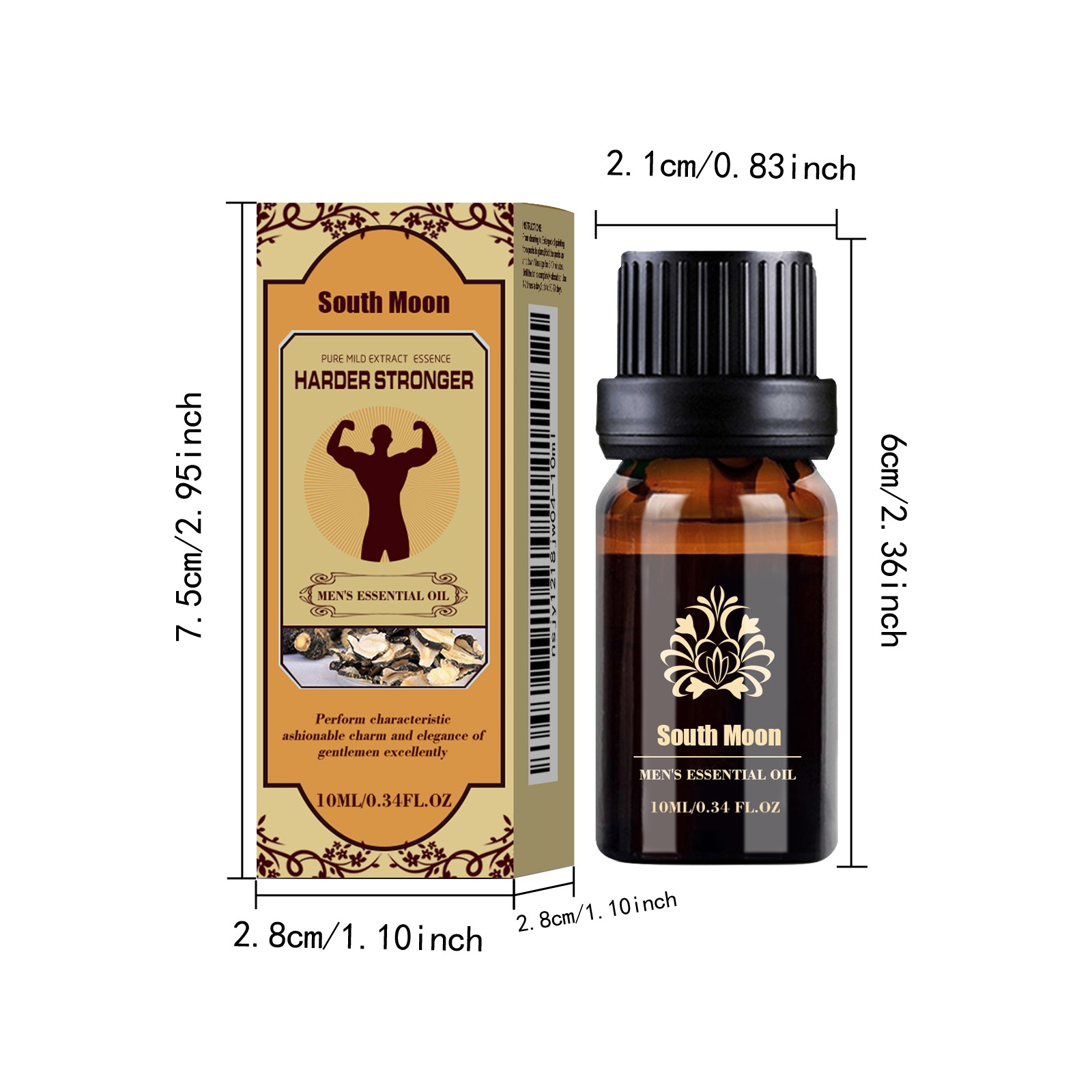 Men's Care Essential Oil, Natural Jojoba & Ophiopogon Extract Massage Oil For Private Area, Improve Blood Circulation, Nourish & Boost Vitality, 10ml — foto 3