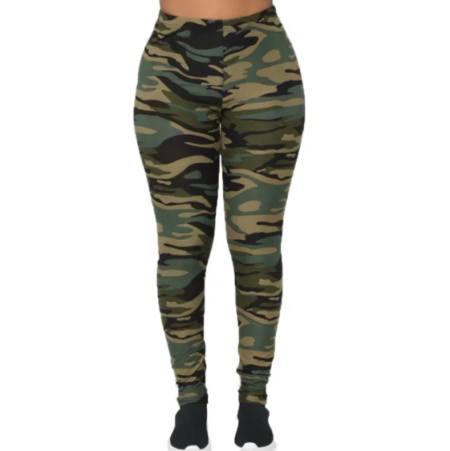 Camouflage Printed Grey Casual Legging Pants Army Green Camouflage - Shop at LoveMi