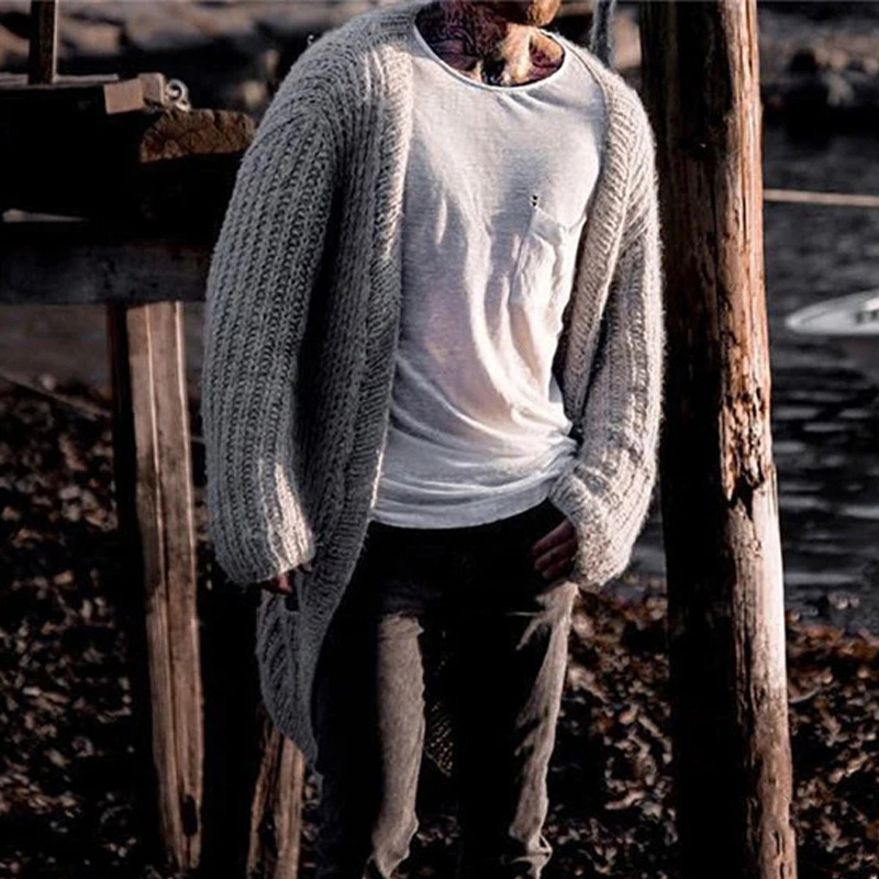 Men's Casual Men's Sweater Sweater Coat Solid Color Long-sleeved Cardigan