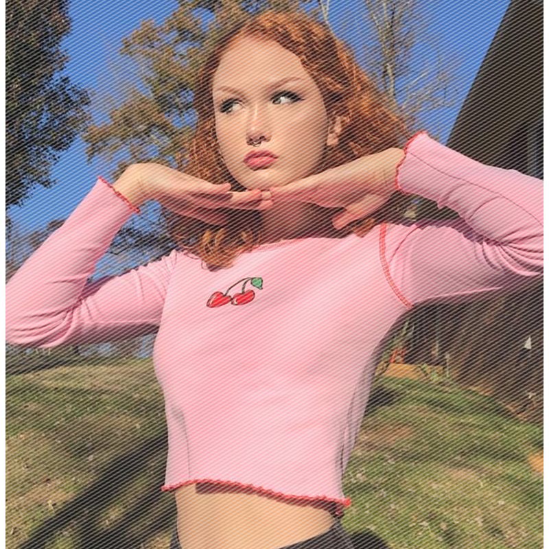 Women's  Cherry Cute Fungus Long Sleeve T-Shirt