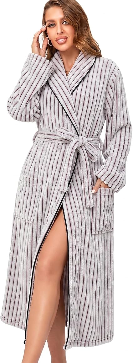RONGTAI Women's Robe, Long Soft Bathrobe, Cozy Lounge Wear Gift — image 12