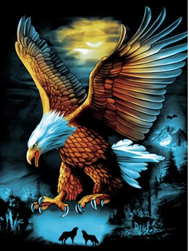 Eagle Tree Wolf Full Cross Painting High end Art Kit Animal Picture 3D Diamond Painting Eagle - Shop at LoveMi