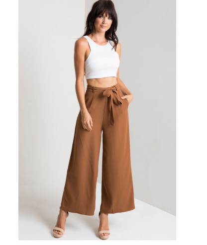 Europe and the United States mid waist pants feet Half length sexy pants Brown - Shop at LoveMi