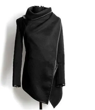 Autumn And Winter Slim Temperament Woolen Coat Windbreaker Jacket - Black