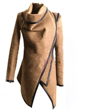 Autumn And Winter Slim Temperament Woolen Coat Windbreaker Jacket - Khaki