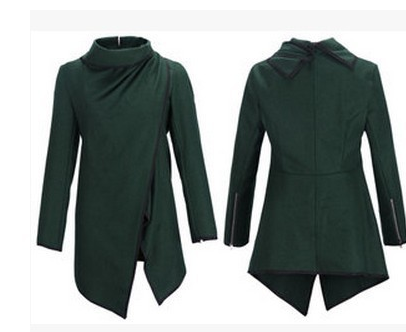 Autumn And Winter Slim Temperament Woolen Coat Windbreaker Jacket Green - Shop at LoveMi