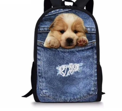 FORUDESIGNS Cat Backpack Cute 3D Animal Denim Backpacks for Children Boys Girls Casual Kids School Bag Mochila Travel Backpack Cc1672C 42×28×14Cm - Shop at LoveMi