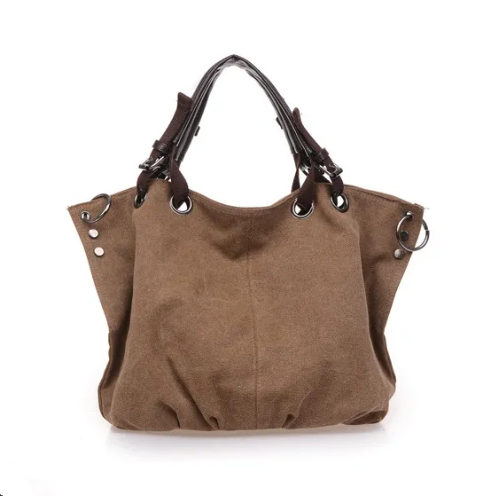 European and American fashion women's bag canvas bag large capacity handbag bag shoulder Messenger bag Mori female tide bag Coffee - Shop at LoveMi