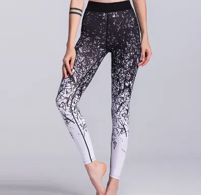 Yoga Pants Women Sports Clothing Printed Yoga leggings Fitness Yoga Running Tights Sport Pants Compression Tights Black - Shop at LoveMi