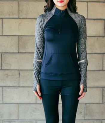 Stand up collar sports jacket quick drying clothes Spring new outdoor running fitness clothing Europe and America sports tights women Black - Shop at LoveMi