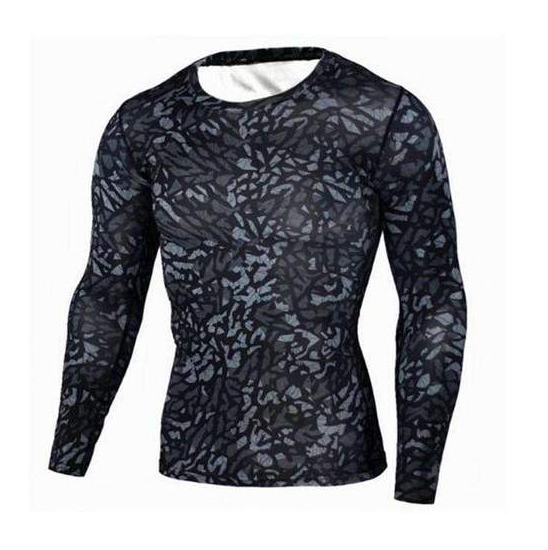 Long-sleeved t-shirt men's running sports and leisure riding camouflage tights Breathable and quick-drying T-shirt compression clothes