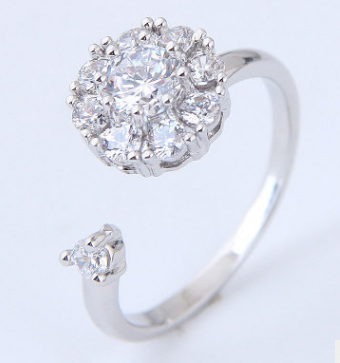 Sterling silver opening adjustable ring