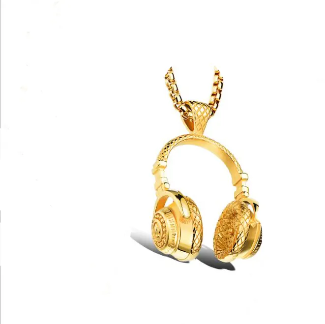 Titanium fashion music headset earplugs pendant necklace