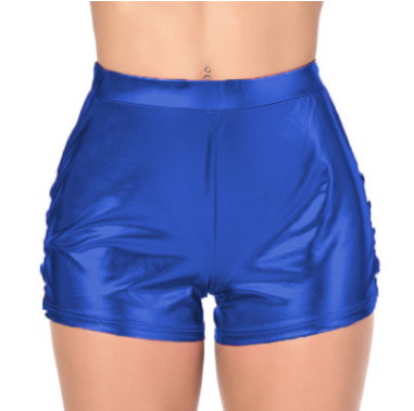 Cross border new explosion models fashion sexy nightclub patent leather straps leggings shorts women Blue - Shop at LoveMi